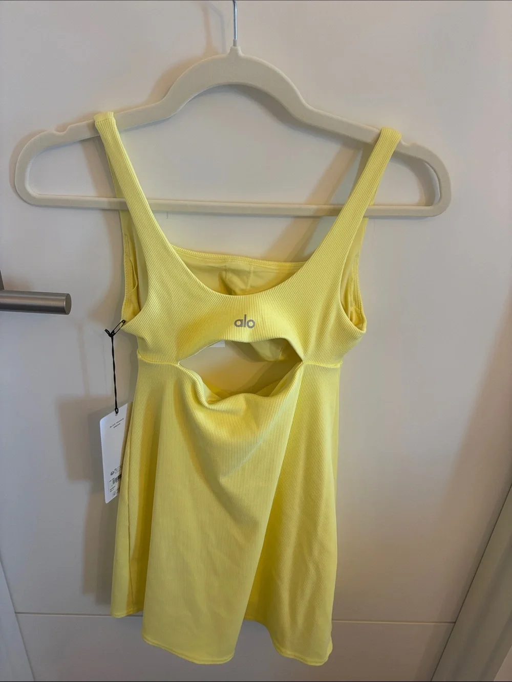 ALO Yoga Lemon Yellow Cutout Tank Mini Dress